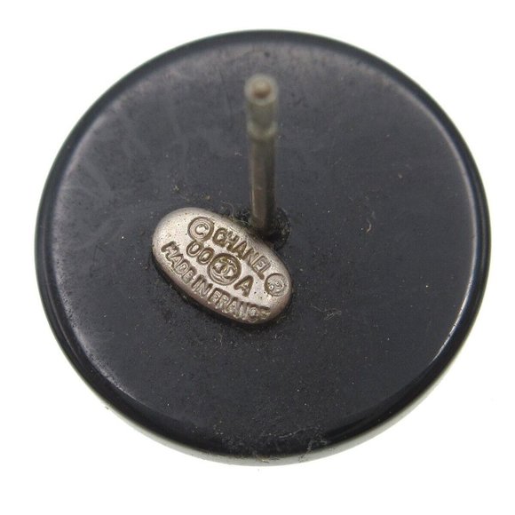 Chanel Button Pierced Earrings Rhinestone Black 00A 29488 - Picture 7 of 10